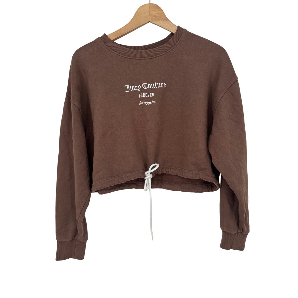 Juicy Couture X Forever 21 Brown Crop Women's L Sweatshirt With Drawstring Y2K